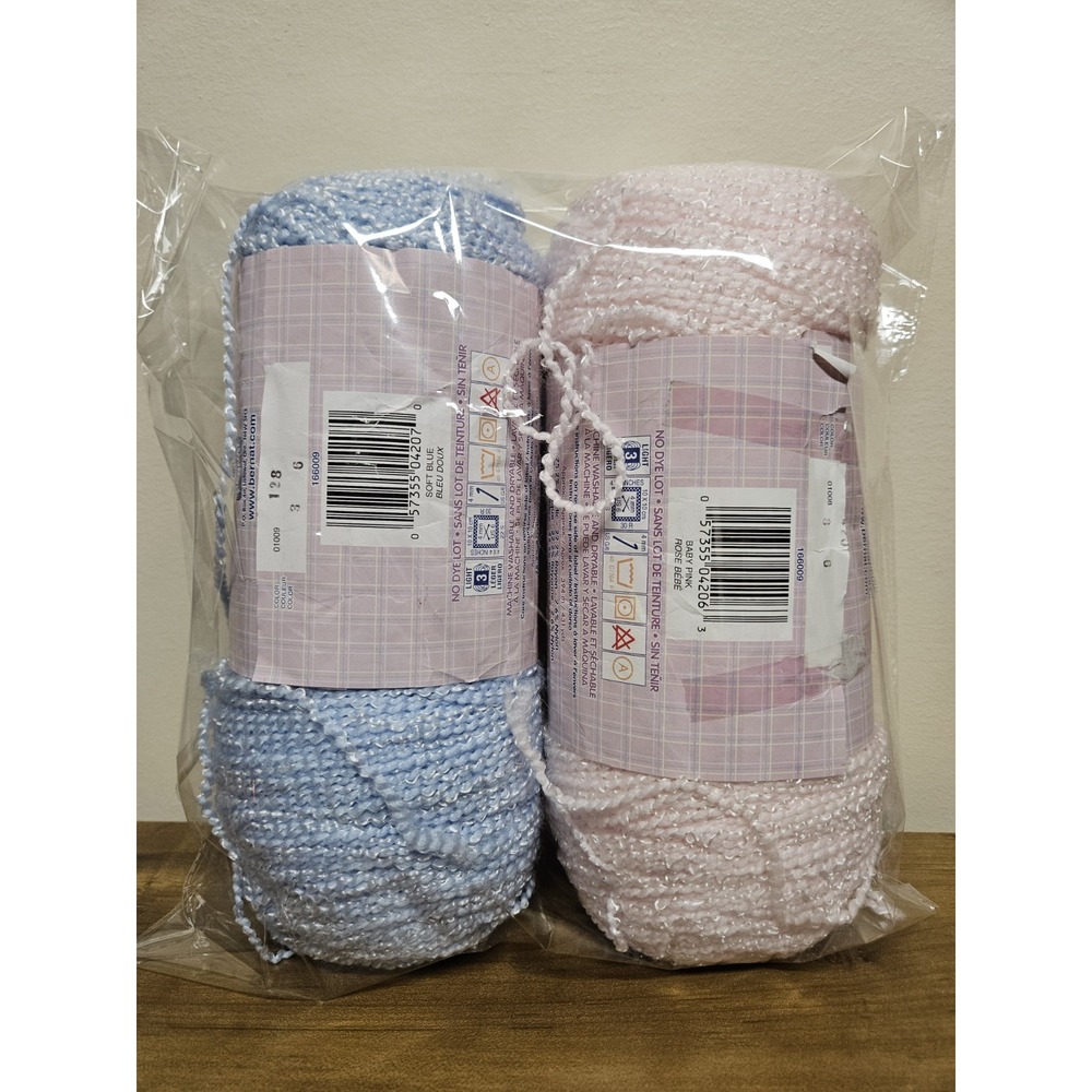 Bernat Baby Coordinates Yarn Set of 2 Skeins Baby Pink and Soft Blue Acrylic - Picture 2 of 2